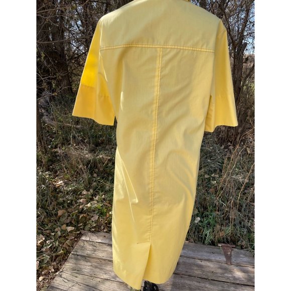 Vintage 1970s Yellow Zip Front Casual dress Front Pocket size L - Picture 11 of 15